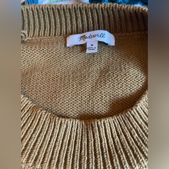 Madewell Olive Green Split Side Button Crew Pullover Sweater—size M - Picture 2 of 3